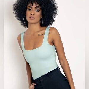 BLACKMILK💚Matte Square neck stretch tank top sage mint pastel green shirt Large